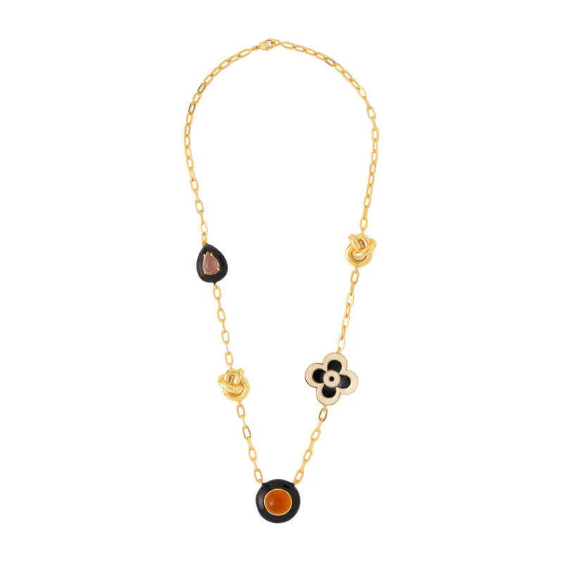 Camellia Necklace - Black & Cream