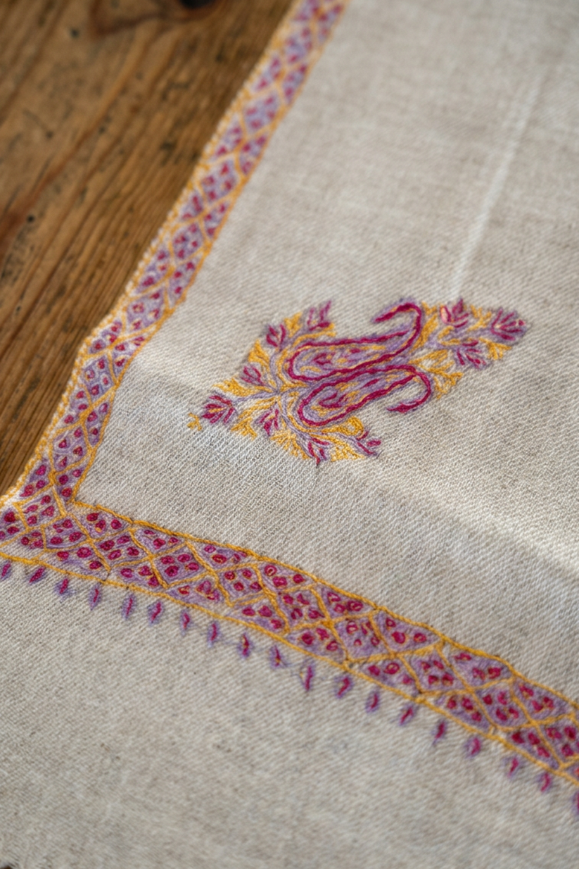 Limited Edition Oatmeal & Ruby Cashmere Scarf