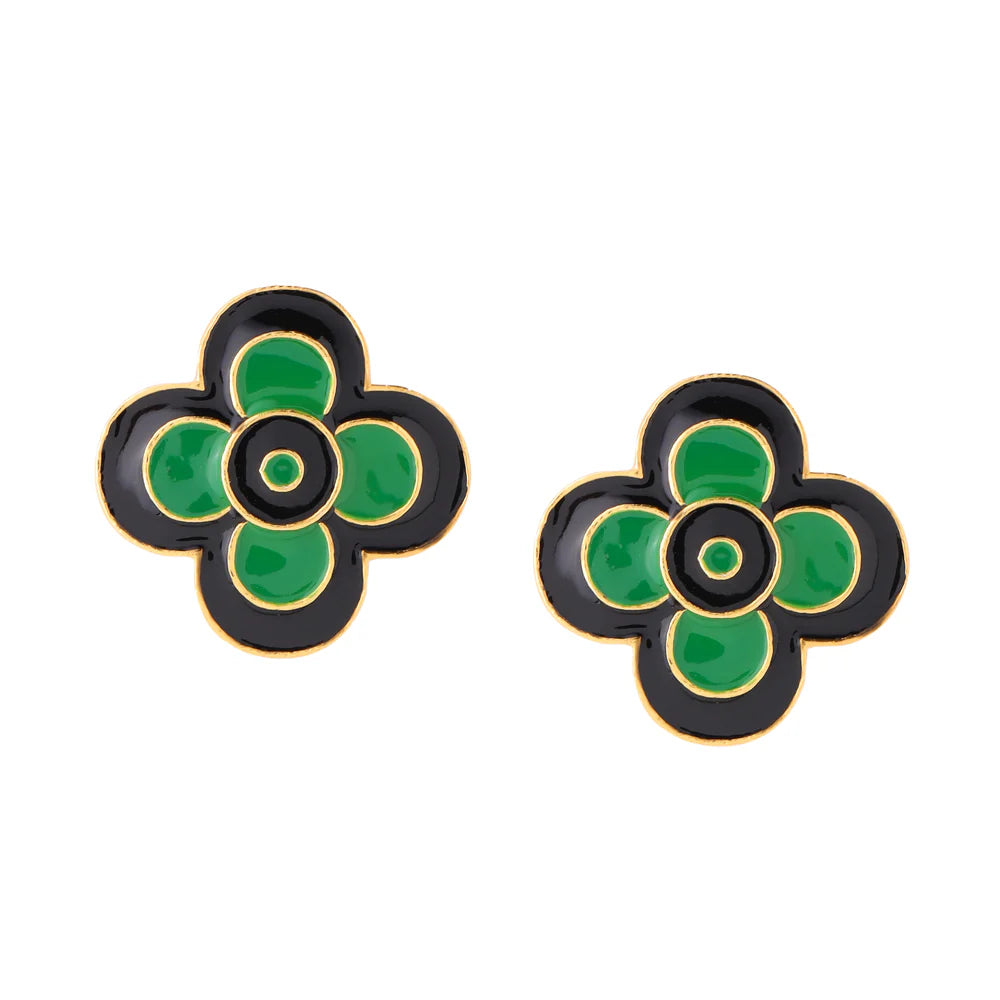 Camellia Collection - Green Stud Earrings