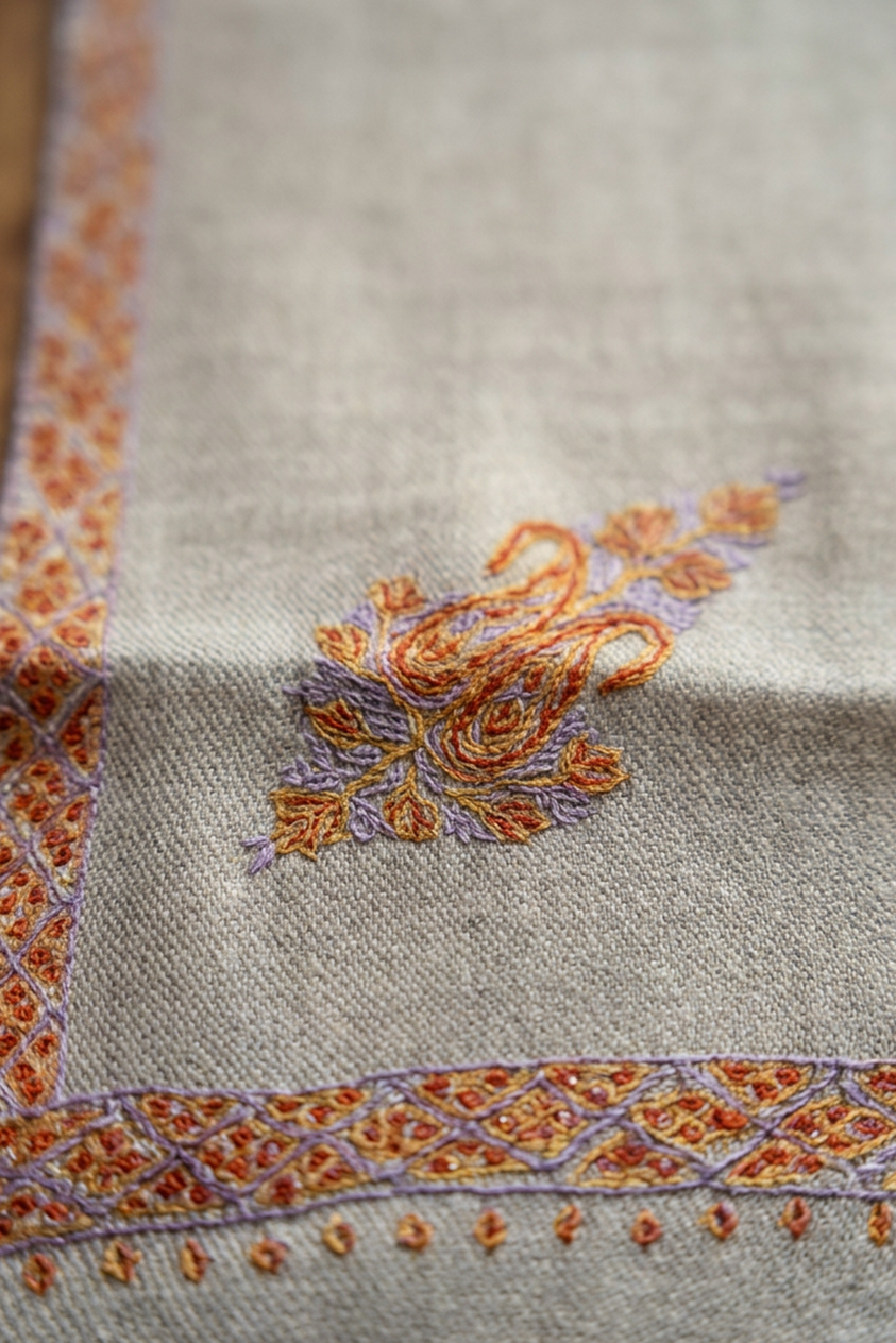 Oatmeal and Saffron Cashmere Scarf