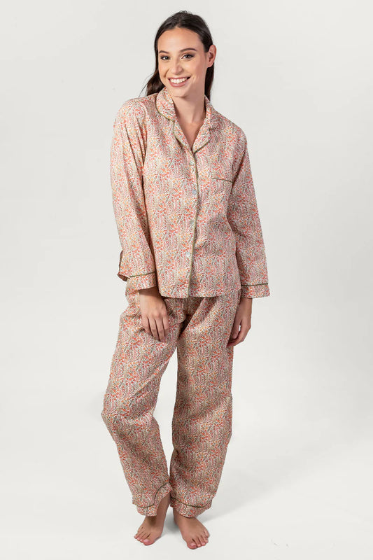 Garden Dreams Orange & Olive Long Pyjama Set