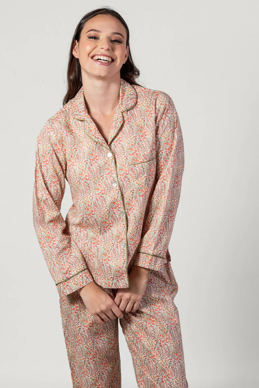 Garden Dreams Orange & Olive Long Pyjama Set