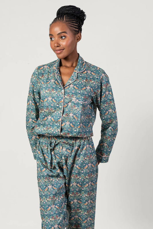Paloma Bird Green Long Pyjama Set