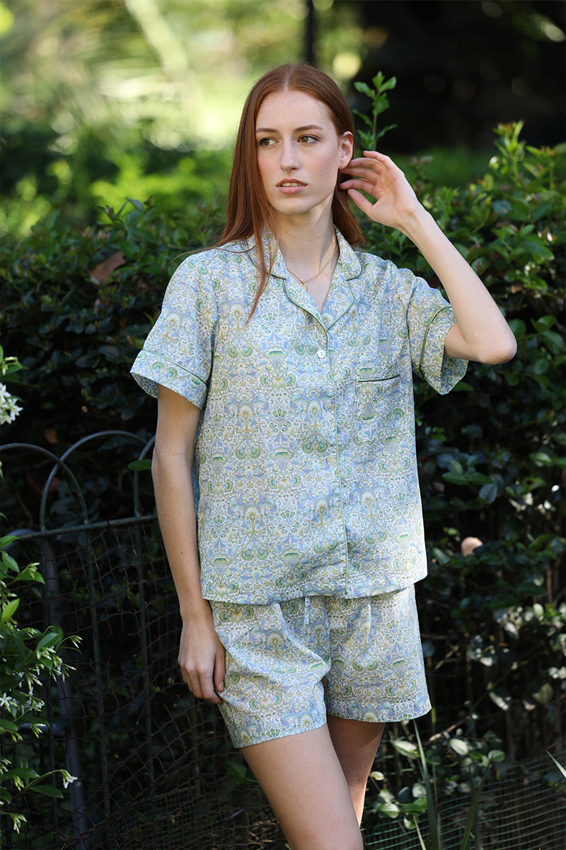 Floral Garden Blue & Green Short Pyjama Set