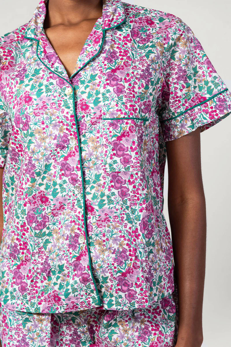 Flora Trail Pink & Green Short Pyjama Set