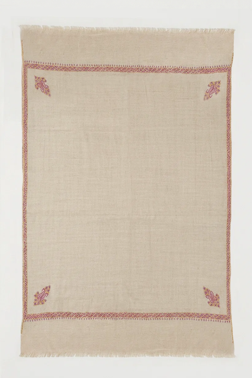 Limited Edition Oatmeal & Ruby Cashmere Scarf