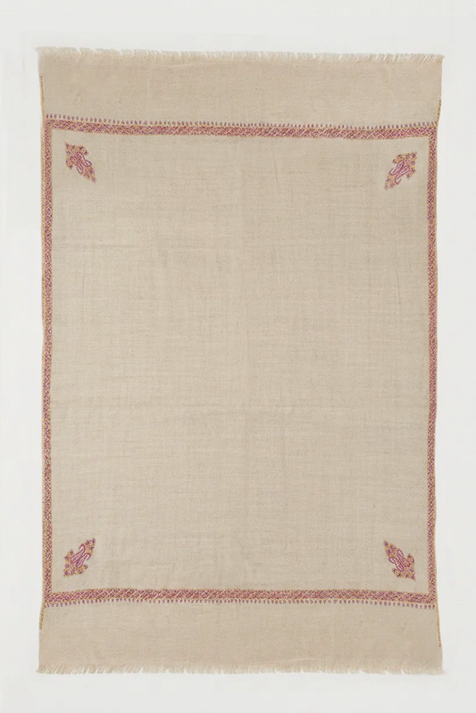 Limited Edition Oatmeal & Ruby Cashmere Scarf