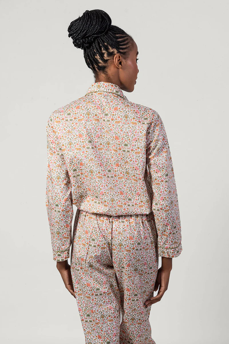 Amara Pink & White Long Pyjama Set