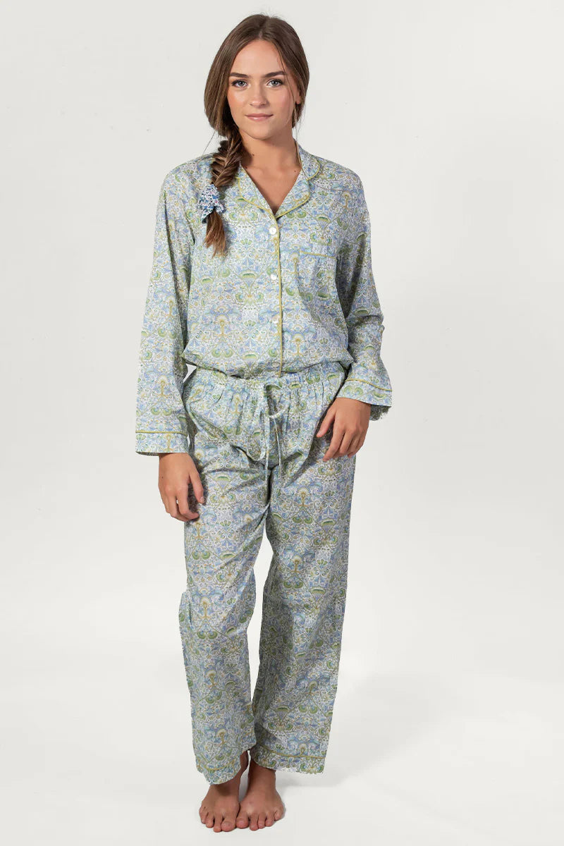 Floral Garden Blue & Green Long Pyjama Set