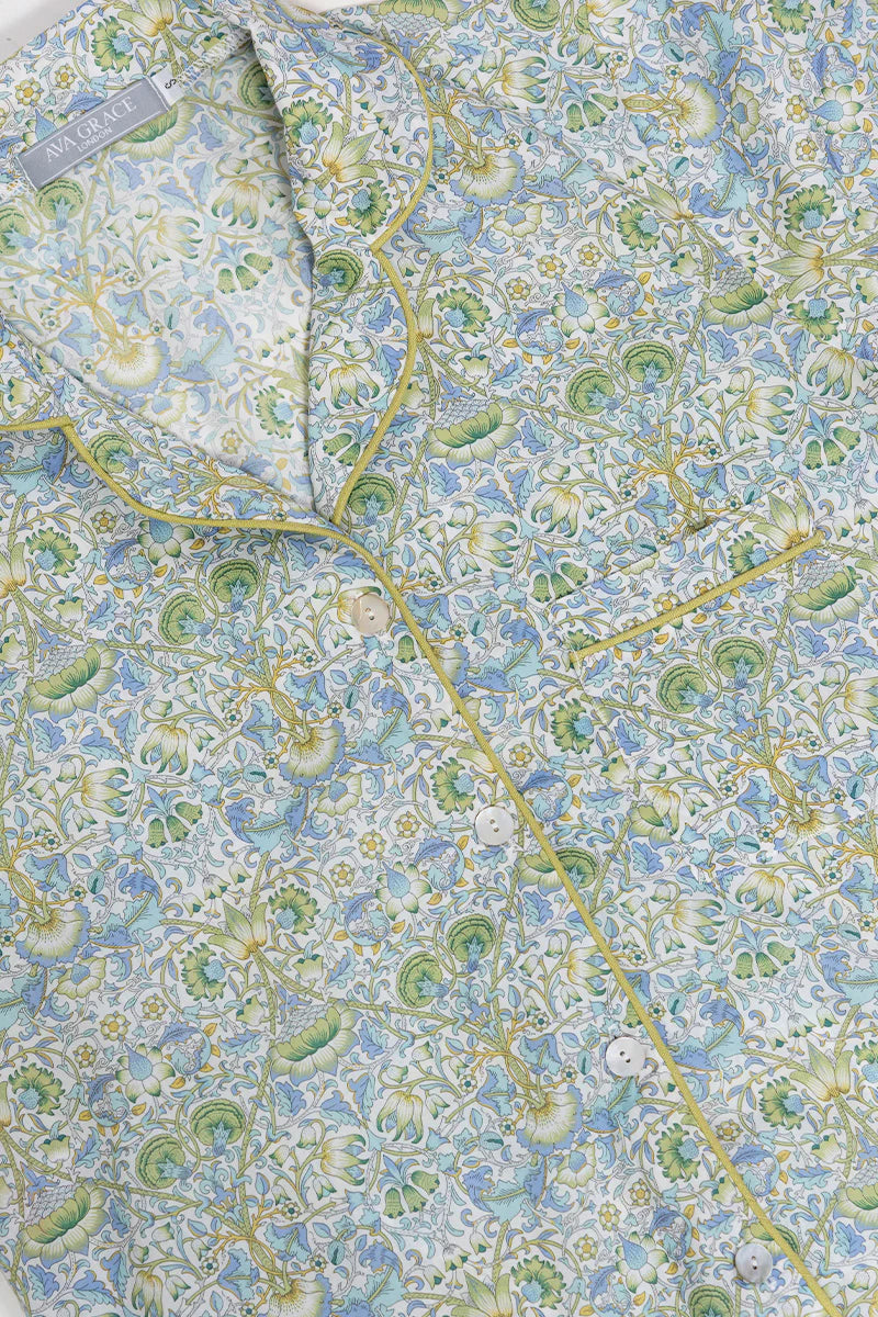 Floral Garden Blue & Green Long Pyjama Set