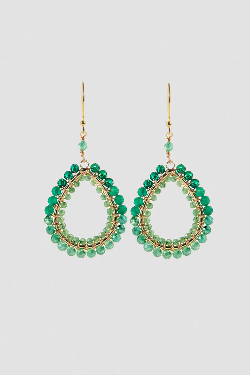 Green Jewel Ombre Teardrop Earrings