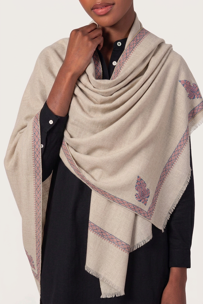 Limited Edition Oatmeal & Pink Cashmere Scarf