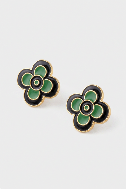 Camellia Collection - Green Stud Earrings