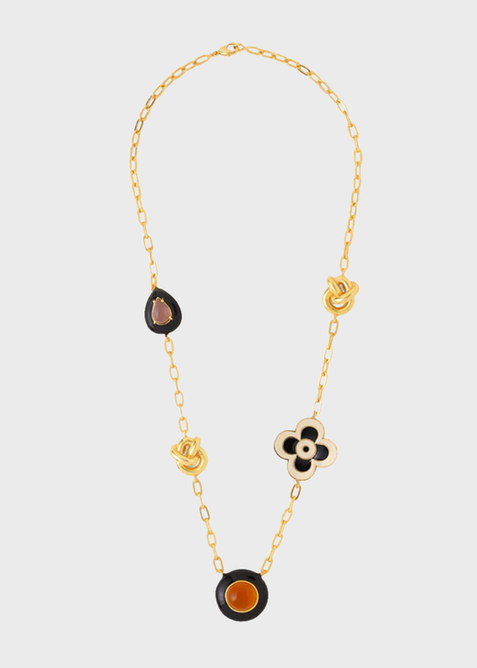Camellia Necklace - Black & Cream