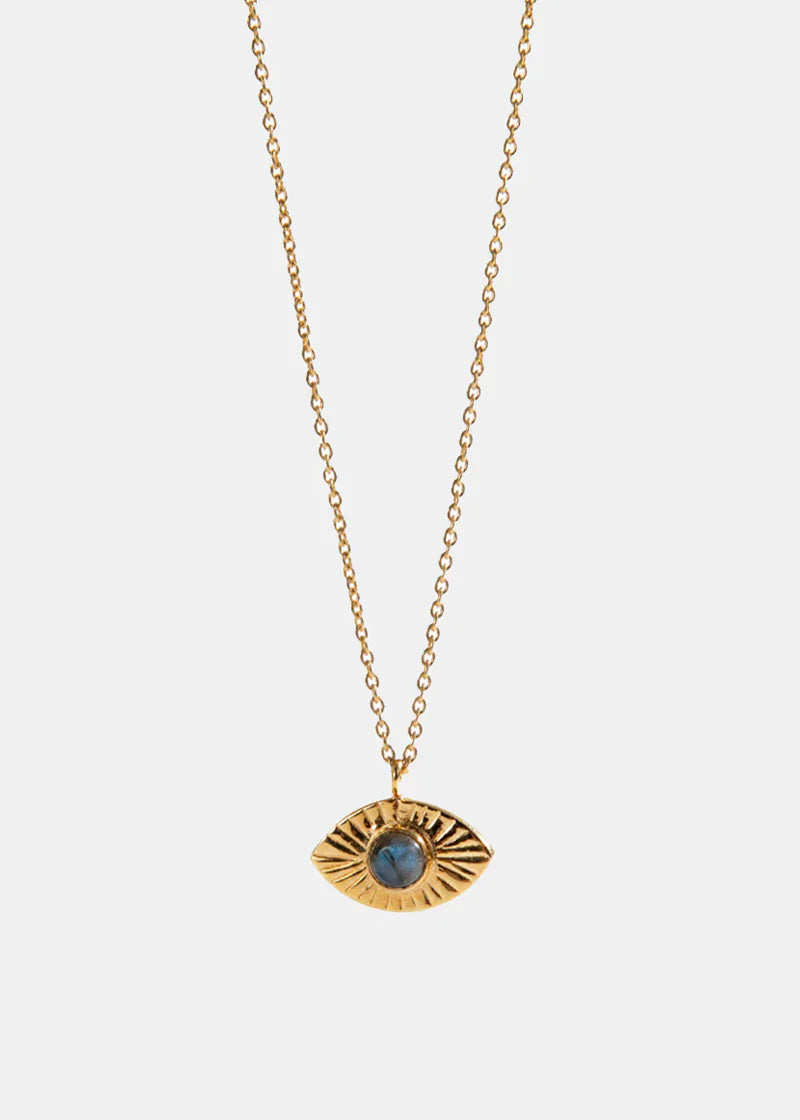 18k Gold Vermeil Labrodite Eye Necklace