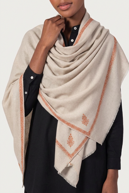 Oatmeal and Saffron Cashmere Scarf