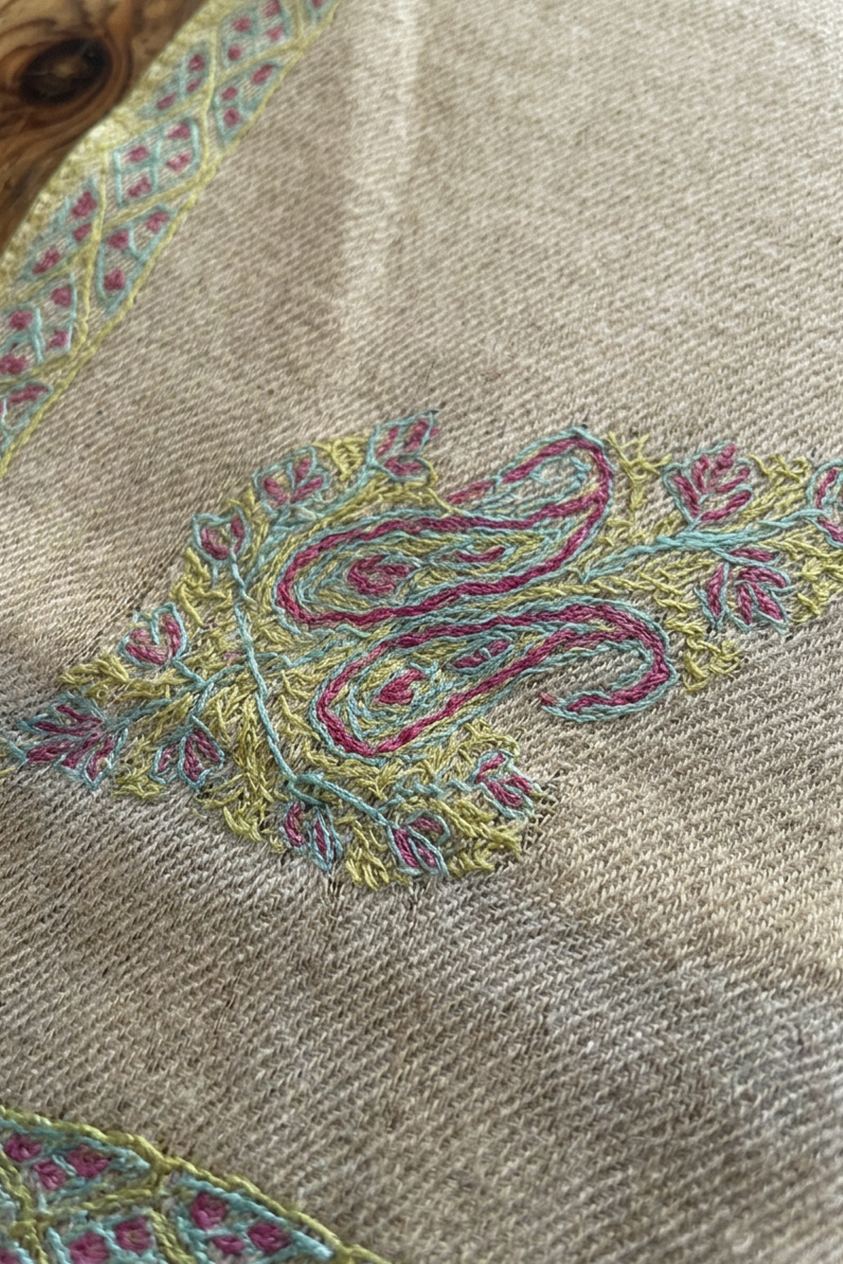 Oatmeal and Pistachio Cashmere Scarf