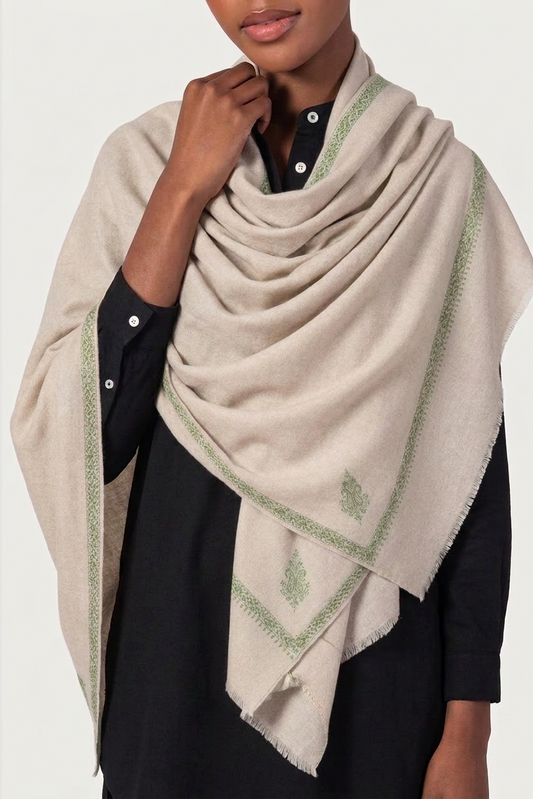 Oatmeal and Pistachio Cashmere Scarf