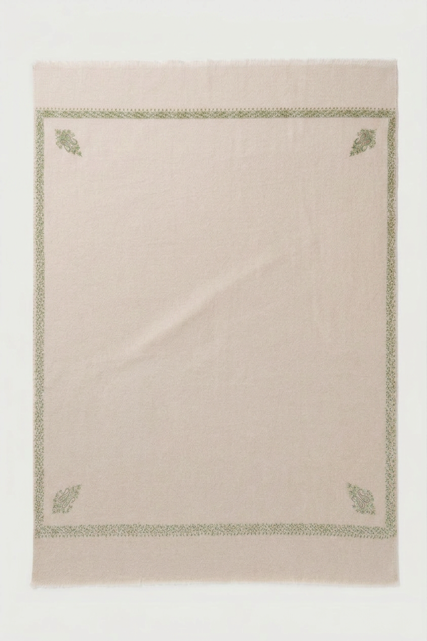 Oatmeal and Pistachio Cashmere Scarf