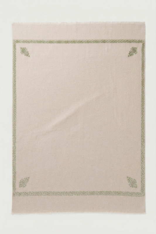 Oatmeal and Pistachio Cashmere Scarf
