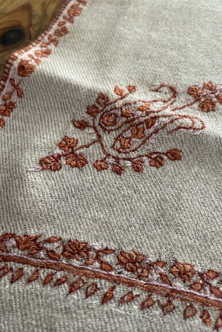 Oatmeal and Red Berry Cashmere Scarf