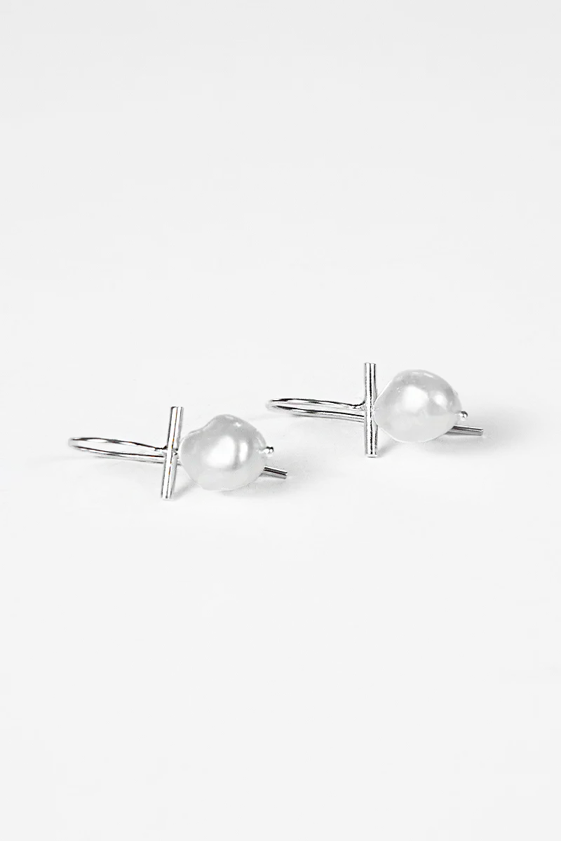 Attie T Bar Freshwater Pearl Earrings